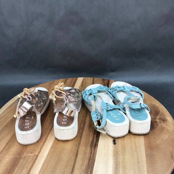 Esprit Blue Gold Strappy Sandals - 2 Pack - Little Girls Size 13 - Picture 3 of 7